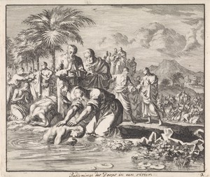 Doop van nieuwe gelovigen in een rivier