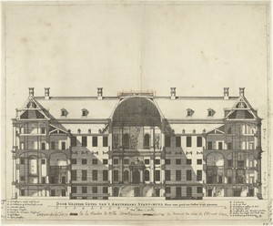 Doorsnede van het Stadhuis op de Dam, door de lengte