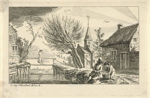 Dorpsgezicht met brug