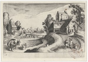 Dorpsgezicht met een boerderij