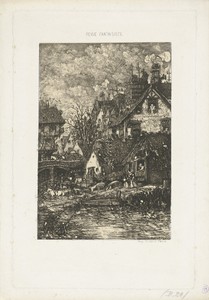 Dorpsgezicht met een rivier
