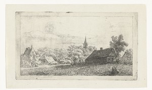 Dorpsgezicht met kerktoren tussen bomen