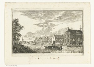Dorpsgezicht te Breukelen met trekschuit op de Vecht