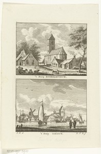 Dorpsgezicht te Roordahuizum en gezicht over het water op Grouw
