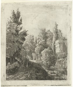 Dorpsstraat met een wandelend gezelschap