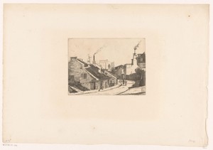 Dorpstraat met drie figuren