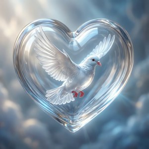 Dove in Glass Heart