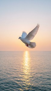 Dove Over Sunrise Ocean