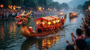 Dragon Boat Race at Dusk