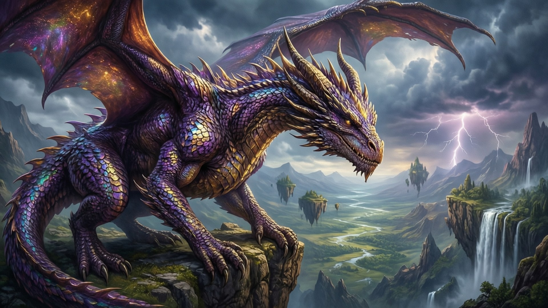 Dragon on the Cliff by Wallpapers.art Studio