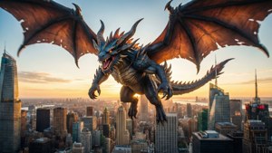 Dragon Over City