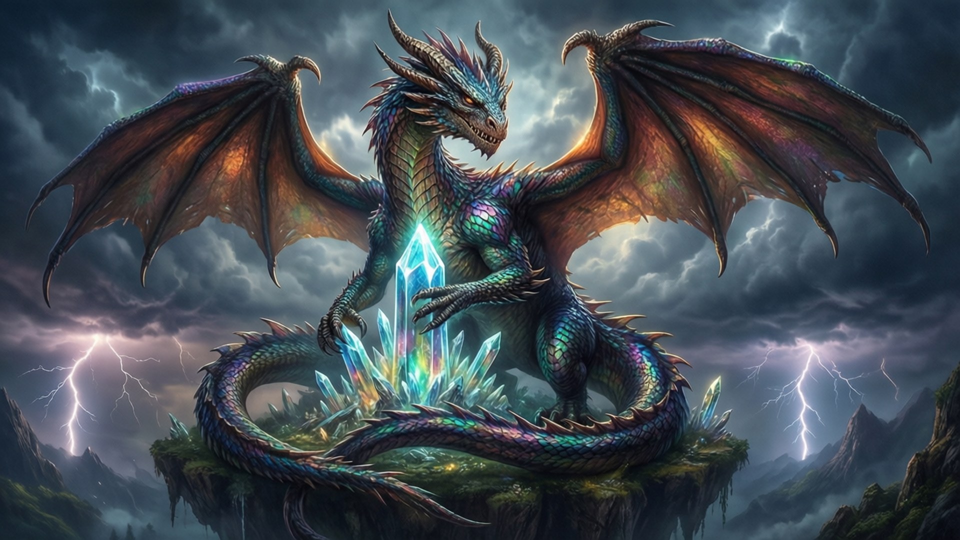 Dragon's Crystal Spire by Wallpapers.art Studio