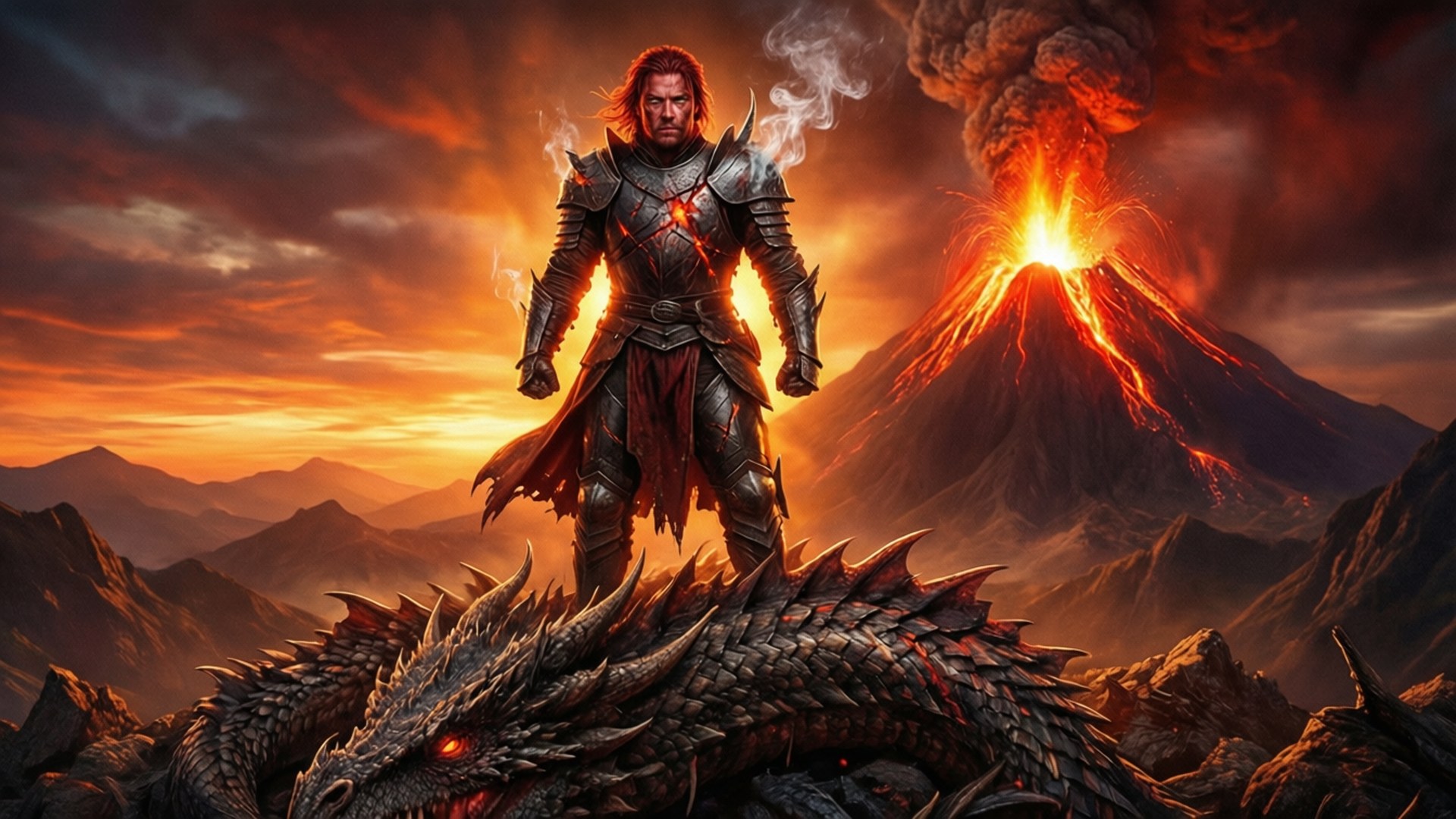 Dragon Slayer's Ascent by Wallpapers.art Studio