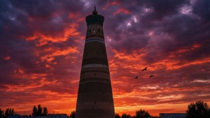 Dramatic Sunset over Burana Tower