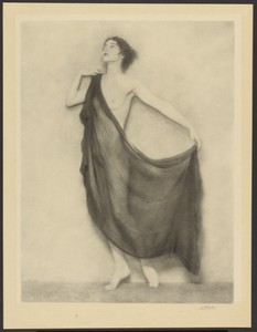 [Draped Female Nude Standing Against a Bare Background]