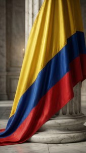 Draped Flag on Column