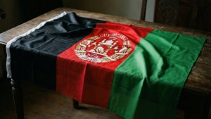 Draped Flag on Wood