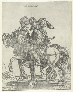 Drie boogschutters te paard