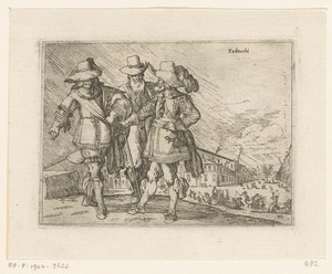 Drie Duitsers, sledes in de achtergrond