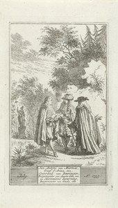 Drie historische figuren in gesprek
