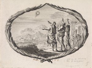 Drie koningen zien de ster aan de hemel