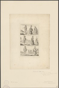 Drie landschappen met mannen en vrouwen in Hollandse klederdrachten, ca. 1775