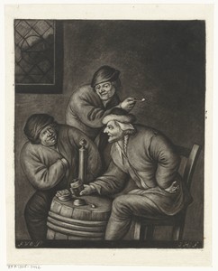 Drie mannen rond een ton
