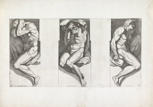 Drie naakte mannelijke figuren