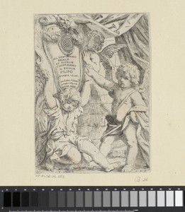 Drie putti met het wapen van kardinaal Filippo Guastavillani