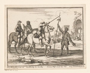 Drie ruiters en een hellebaardier