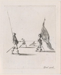 Drie speervechters en een vaandeldrager