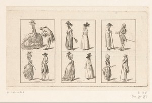 Drie voorstellingen met kleding voor dames en heren