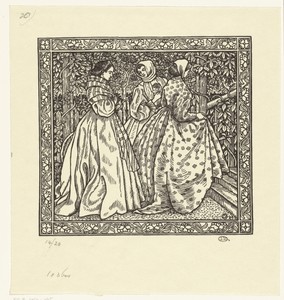 Drie vrouwen in een tuin
