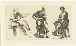Drie zittende mannen