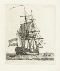 Driemaster met twee figuren in de touwen