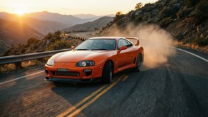 Drifting Supra at Sunset