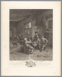 Drinkend, rokend en spelend gezelschap in een herberg