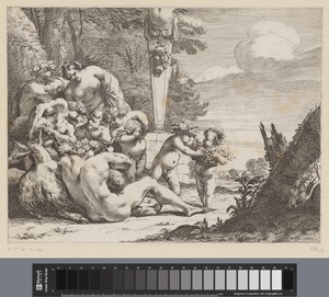 Drinkende bacchanten bij Priapus