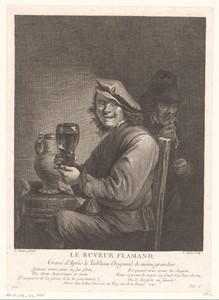 Drinkende jongeman met roemer op een stoel