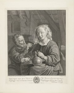 Drinkende vrouw en rokende man