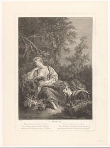 Dromende vrouw met geit