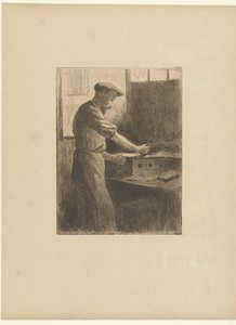 Drukker aan het werk in atelier