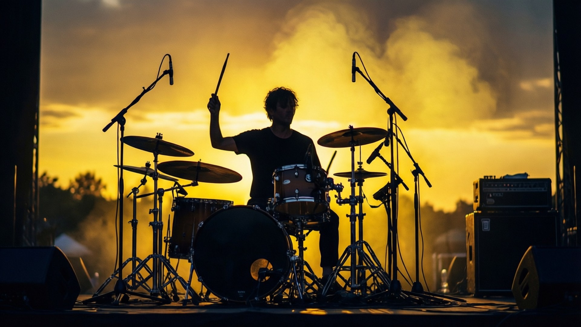 Drummer at Dusk by Wallpapers.art Studio