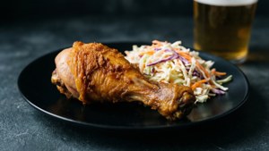 Drumstick with Coleslaw and Beer