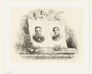 Dubbelportret van A.C.C. Folkersma en Aurelia van Holkema ter gelegenheid van hun koperen bruiloft