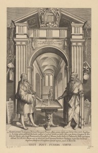 Dubbelportret van Albrecht Dürer in een eregalerij