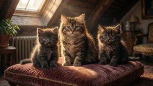 Duchess and Kittens in Attic
