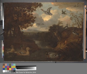 Ducks and Other Birds about a Stream in an Italianate Landscape