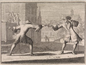 Duellist ziet tijdens een gevecht een engel naast zijn tegenstander