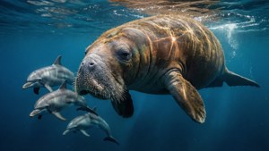 Dugong and Dolphin Pod